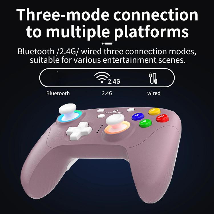 Controlador de juegos multiplataforma ANBERNIC RGP01 para PC/Switch/Steam con joystick y gatillos con efecto Hall, conectividad de 3 modos, RGB, White, Black, Purple, With Receiver White, With Receiver Black, With Receiver Purple