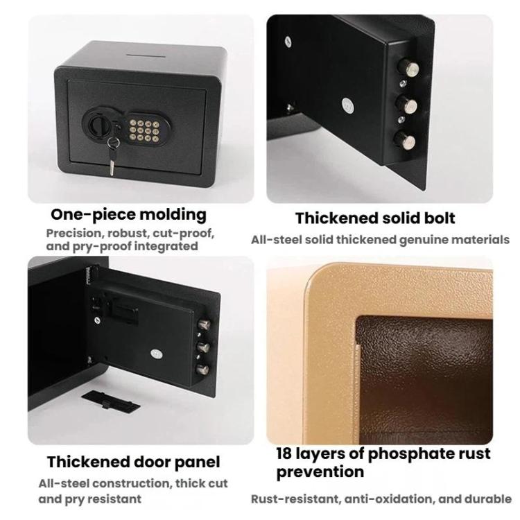 Caja fuerte empotrable oculta de acero para uso doméstico.
