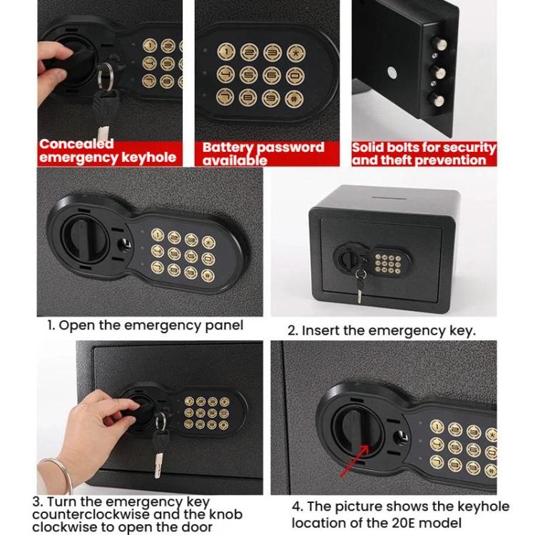 Caja fuerte empotrable oculta de acero para uso doméstico.