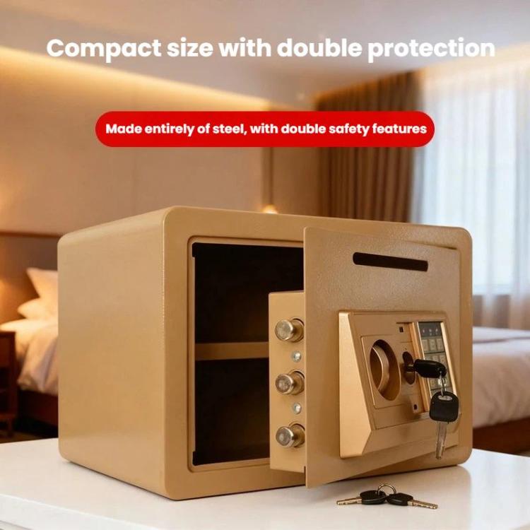 Caja fuerte pequeña de acero para montaje en pared con placa antirrobo y contraseña., Black With Money Drop Slot, Gold With Money Drop Slot, Black No Money Drop Slot, Gold No Money Drop Slot