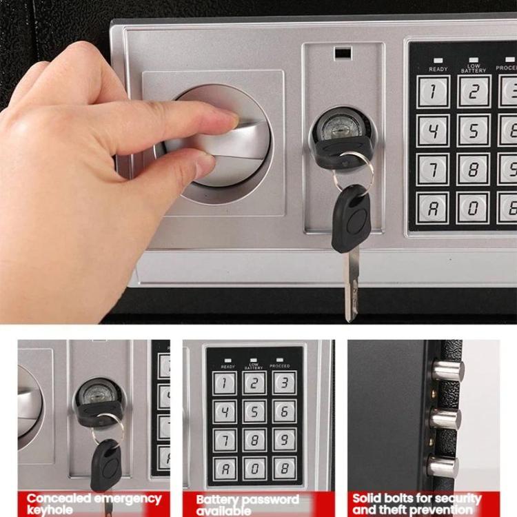 Caja fuerte pequeña de acero para montaje en pared con placa antirrobo y contraseña., Black With Money Drop Slot, Gold With Money Drop Slot, Black No Money Drop Slot, Gold No Money Drop Slot