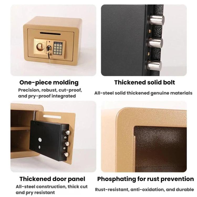 Caja fuerte pequeña de acero para montaje en pared con placa antirrobo y contraseña., Black With Money Drop Slot, Gold With Money Drop Slot, Black No Money Drop Slot, Gold No Money Drop Slot