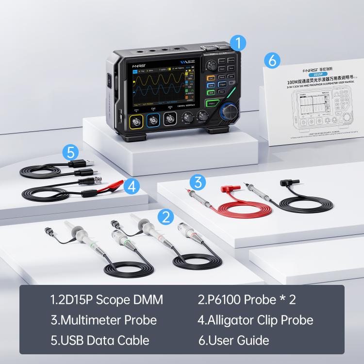 Osciloscopio digital FNIRSI 3 en 1, multímetro y generador de señales de 4,5 V., 2D15P