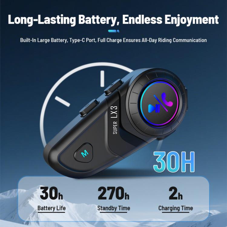 Auriculares inalámbricos Bluetooth impermeables para casco de motocicleta, LX3