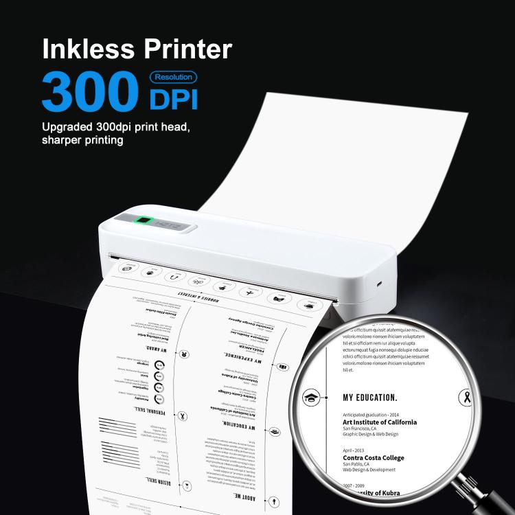 Impresora térmica inalámbrica recargable compatible con papel de 2 a 8,5 pulgadas para PDF, archivos, imágenes y papel para tatuajes., HZTZ A4RJ 200dpi White, HZTZ A4RJ 200dpi Black, HZTZ A4RJ PRO 300dpi White, HZTZ A4RJ PRO 300dpi Black