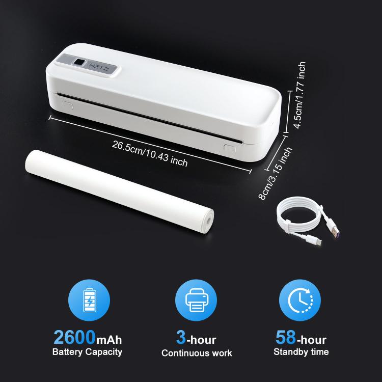 Impresora térmica inalámbrica recargable compatible con papel de 2 a 8,5 pulgadas para PDF, archivos, imágenes y papel para tatuajes., HZTZ A4RJ 200dpi White, HZTZ A4RJ 200dpi Black, HZTZ A4RJ PRO 300dpi White, HZTZ A4RJ PRO 300dpi Black