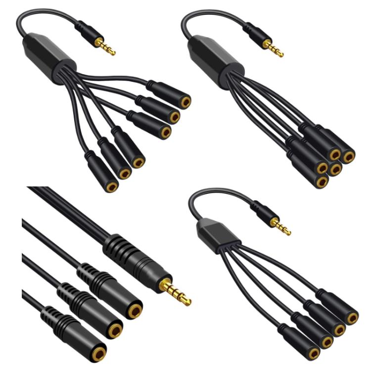 Cable adaptador AUX para auriculares de portátil de 3,5 mm, 1 To 6, 1 To 5, 1 To 4, 1 To 3