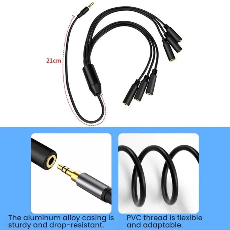Cable adaptador AUX para auriculares de portátil de 3,5 mm, 1 To 6, 1 To 5, 1 To 4, 1 To 3