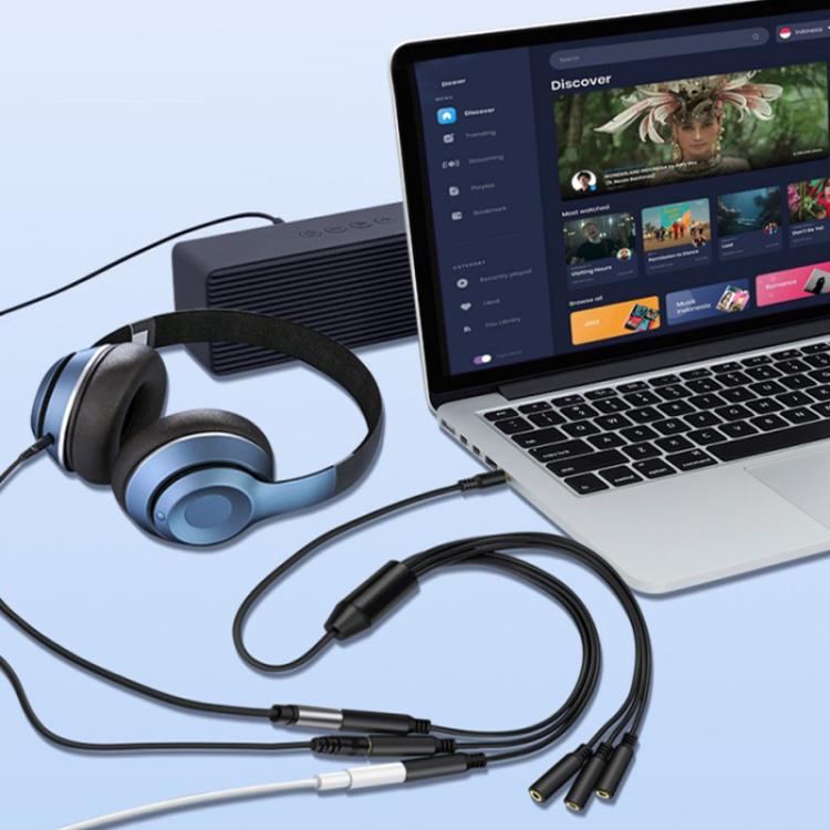 Cable adaptador AUX para auriculares de portátil de 3,5 mm, 1 To 6, 1 To 5, 1 To 4, 1 To 3