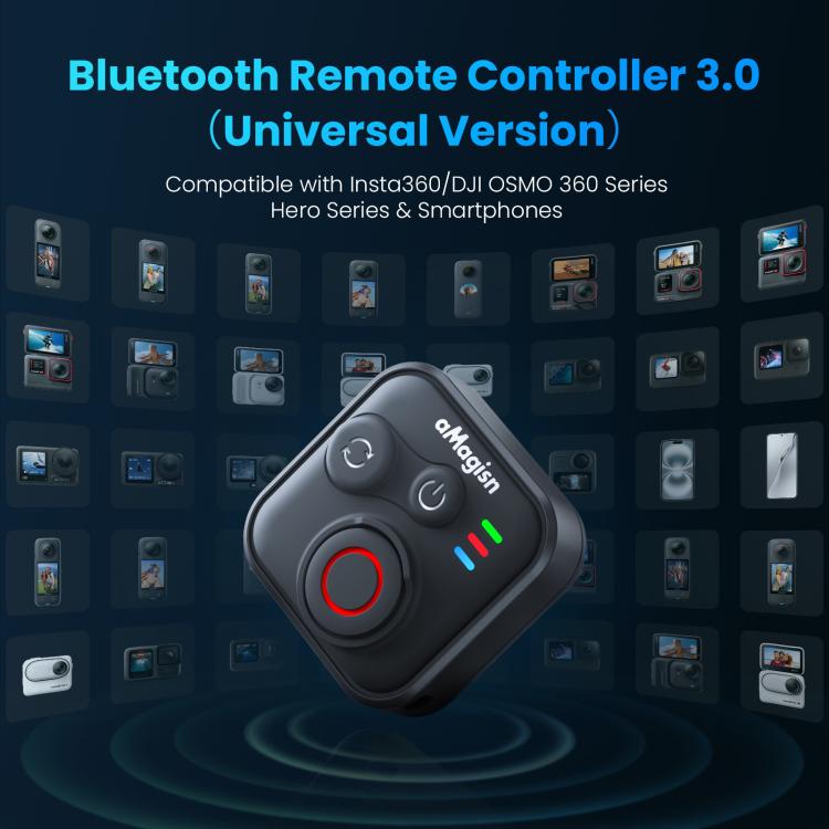 Mando a distancia Bluetooth aMagisn 3.0 Versión universal para Insta360, GoPro Hero, smartphones Android/iOS, DJI OSMO 360, Action 6/5 Pro/4, AM40