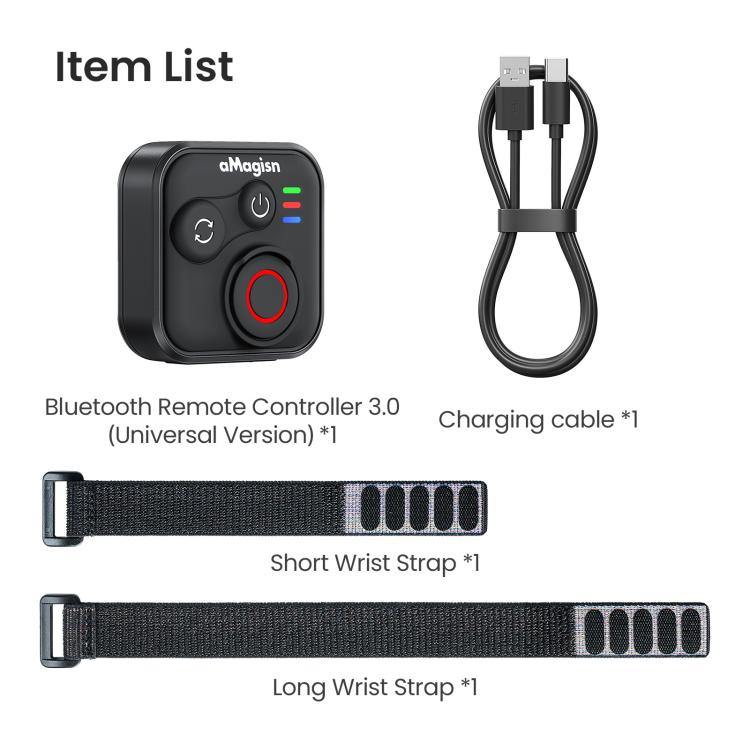 Mando a distancia Bluetooth aMagisn 3.0 Versión universal para Insta360, GoPro Hero, smartphones Android/iOS, DJI OSMO 360, Action 6/5 Pro/4, AM40