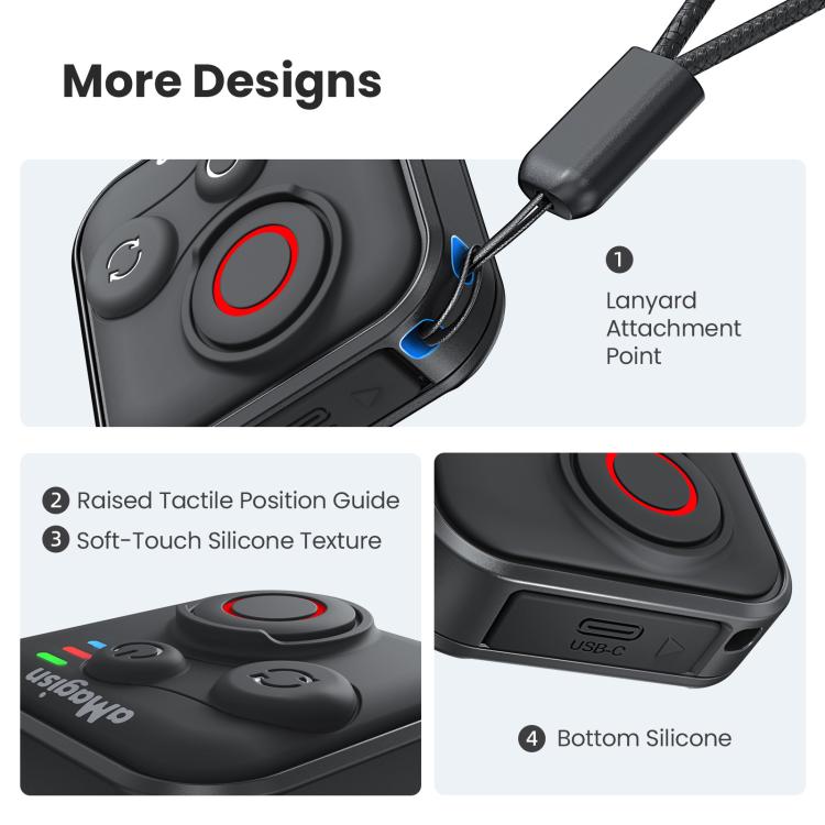 Mando a distancia Bluetooth aMagisn 3.0 Versión universal para Insta360, GoPro Hero, smartphones Android/iOS, DJI OSMO 360, Action 6/5 Pro/4, AM40