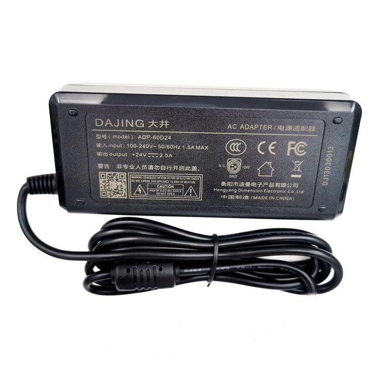 Adaptador de corriente para impresora de etiquetas DAJING ADP-60D24, 24 V, 2,5 A, 3 Pin, 5.5x2.5mm