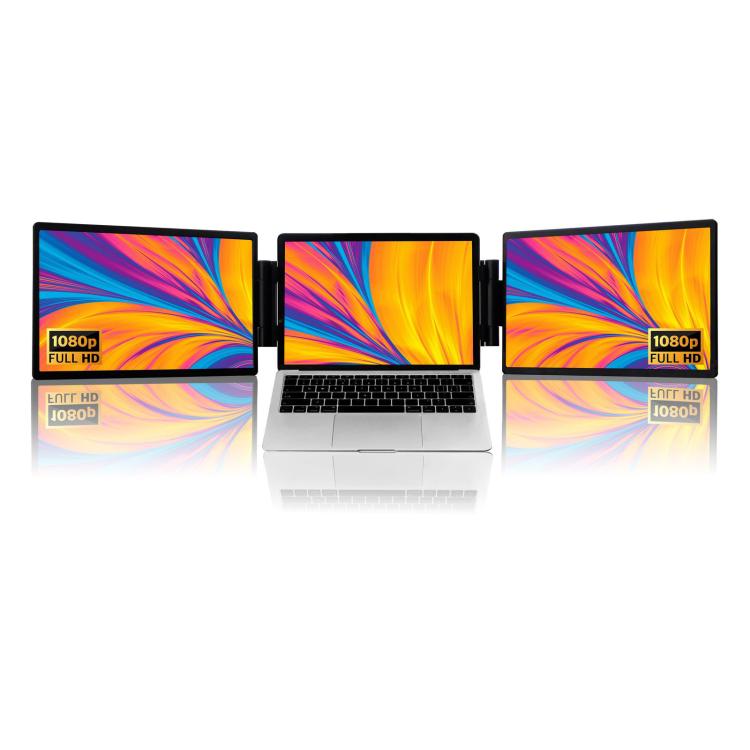 Monitor portátil de doble pantalla de 14 pulgadas, compatible con portátiles de 13,3 a 17 pulgadas, con rotación ajustable y diseño plegable., HYX-B90D