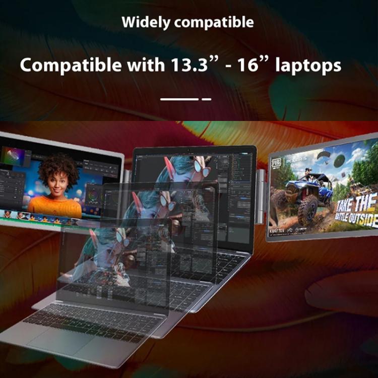 Monitor portátil de doble pantalla de 14 pulgadas, compatible con portátiles de 13,3 a 17 pulgadas, con rotación ajustable y diseño plegable., HYX-B90D