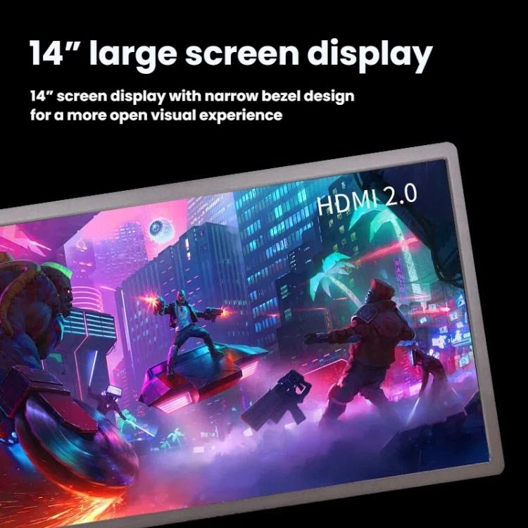 Monitor portátil de 14 pulgadas, compatible con USB-C y HDMI, ideal como segunda pantalla para portátiles., HYX-14R