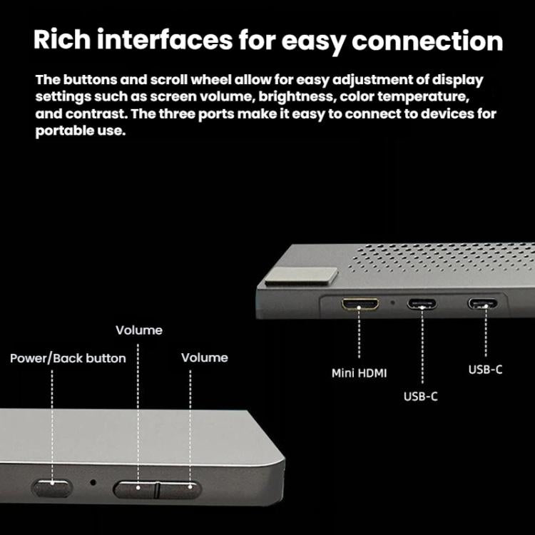 Monitor portátil de 14 pulgadas, compatible con USB-C y HDMI, ideal como segunda pantalla para portátiles., HYX-14R