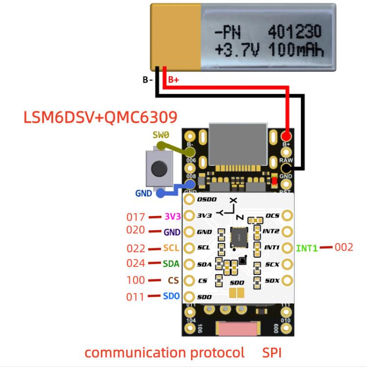 Para SlimeVR / Smol LSM6DSV + Módulo QMC6309