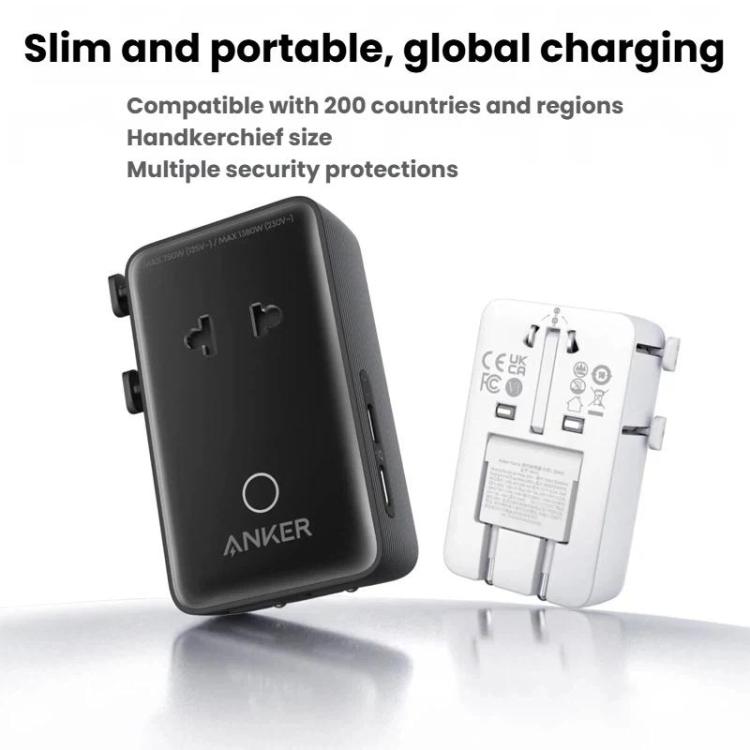 Adaptador universal portátil ANKER A9215 para varios países, carga rápida PD de 20 W, cargador inteligente.