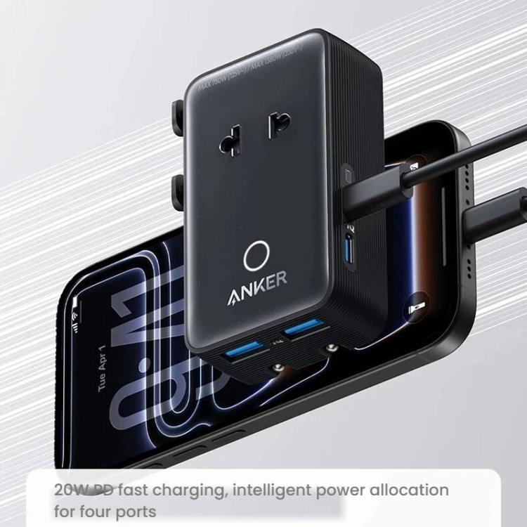 Adaptador universal portátil ANKER A9215 para varios países, carga rápida PD de 20 W, cargador inteligente.