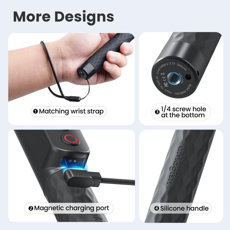 Palo selfie AMagisn con control remoto para cámaras de acción y smartphones, Bluetooth 5.1, extensible hasta 40 pulgadas., Claw, 1/4 Inch, Ballhead Claw, Ballhead 1/4 Inch