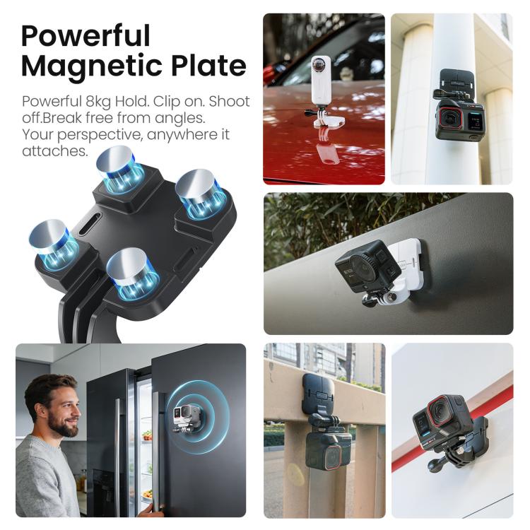 Soporte magnético invisible para el cuello AMagisn para vlogging en primera persona, compatible con GoPro/Insta360/Smartphones