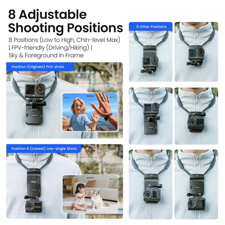 Soporte magnético invisible para el cuello AMagisn para vlogging en primera persona, compatible con GoPro/Insta360/Smartphones