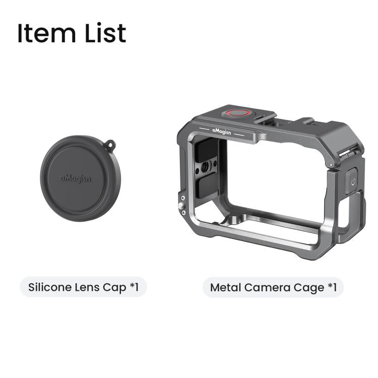 Para DJI OSMO Action 6 aMagisn, jaula metálica de liberación rápida, marco protector con tapa de lente de silicona., Action 6 Metal Cage