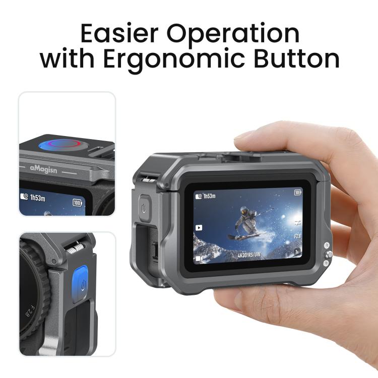 Para DJI OSMO Action 6 aMagisn, jaula metálica de liberación rápida, marco protector con tapa de lente de silicona., Action 6 Metal Cage
