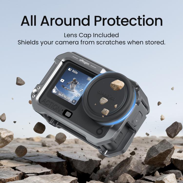 Para DJI OSMO Action 6 aMagisn, jaula metálica de liberación rápida, marco protector con tapa de lente de silicona., Action 6 Metal Cage