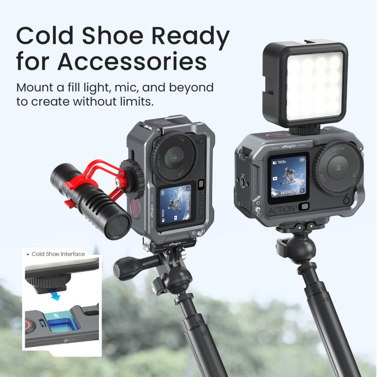 Para DJI OSMO Action 6 aMagisn, jaula metálica de liberación rápida, marco protector con tapa de lente de silicona., Action 6 Metal Cage