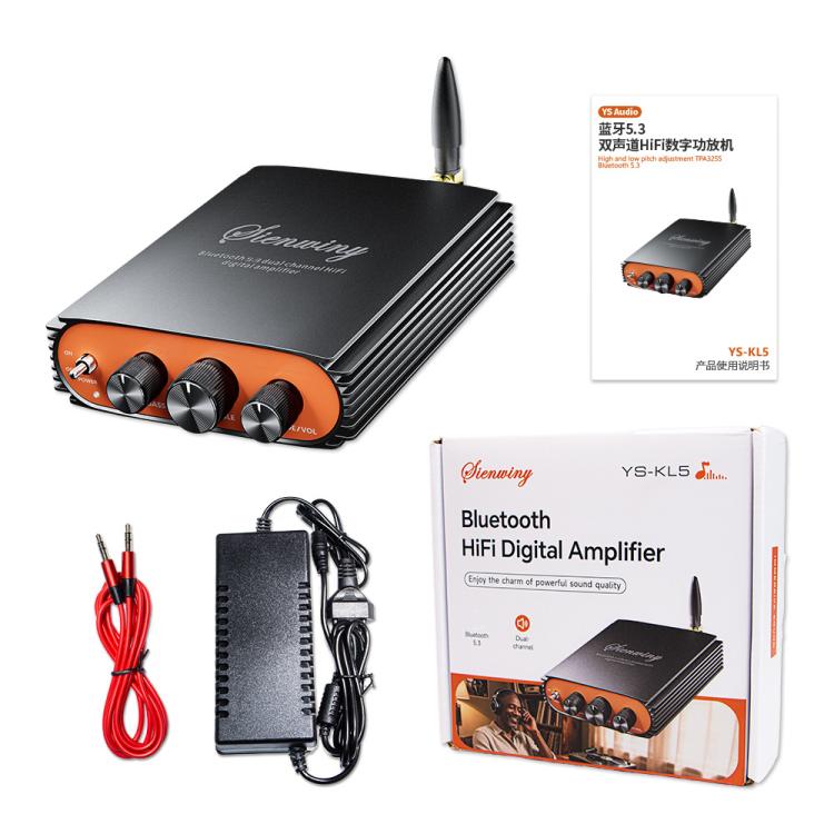 Amplificador digital HiFi de alta potencia Sienwiny YS-KL5 con Bluetooth 5.3, doble canal, chip TPA3255 y 600 W., EU Plug, US Plug
