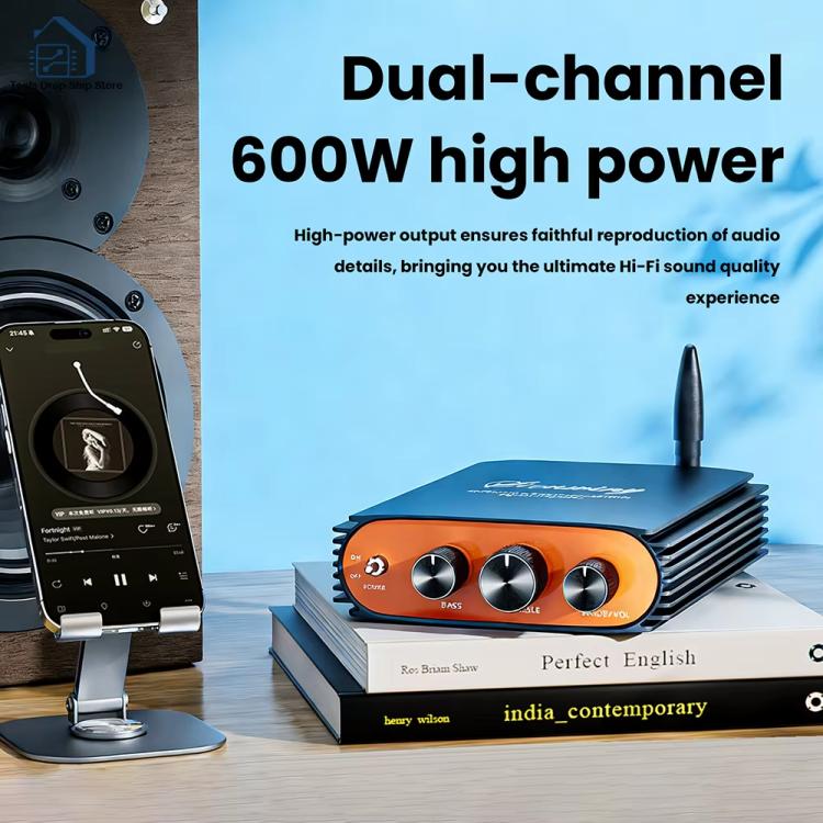 Amplificador digital HiFi de alta potencia Sienwiny YS-KL5 con Bluetooth 5.3, doble canal, chip TPA3255 y 600 W., EU Plug, US Plug