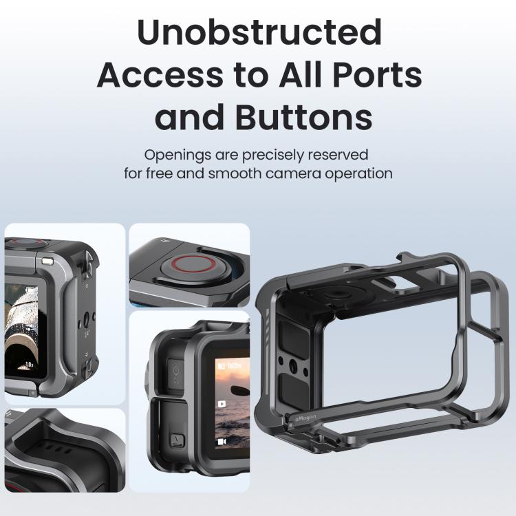Para DJI OSMO Action 5 Pro /4/3, jaula metálica para cámara aMagisn 2.0 con marco protector de liberación rápida y tapa de lente de silicona., Action 5 Pro /4/3 Metal Cage