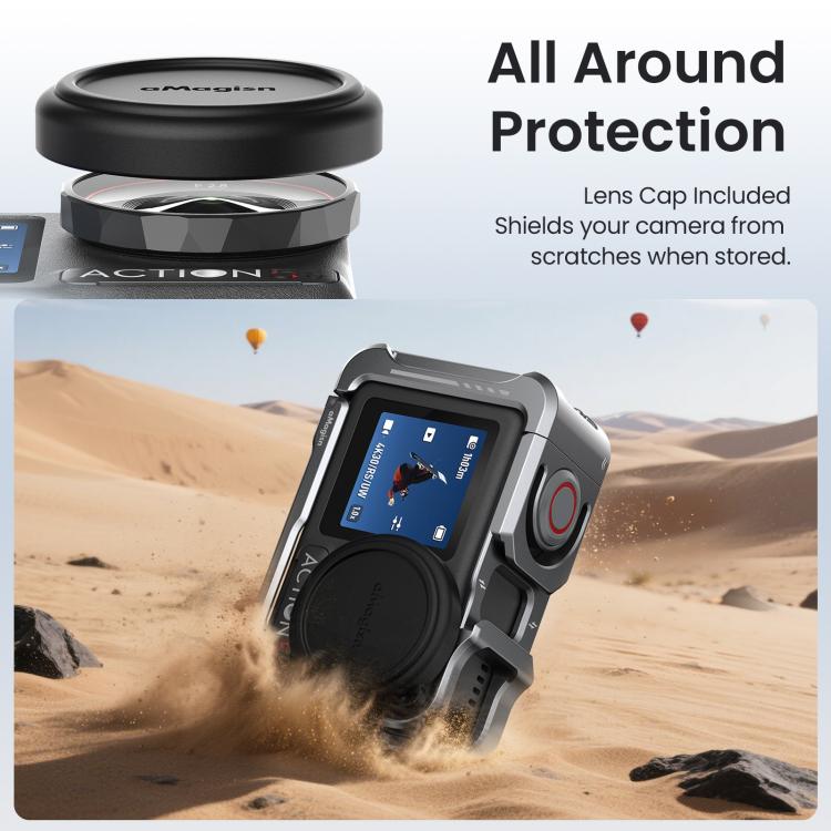 Para DJI OSMO Action 5 Pro /4/3, jaula metálica para cámara aMagisn 2.0 con marco protector de liberación rápida y tapa de lente de silicona., Action 5 Pro /4/3 Metal Cage