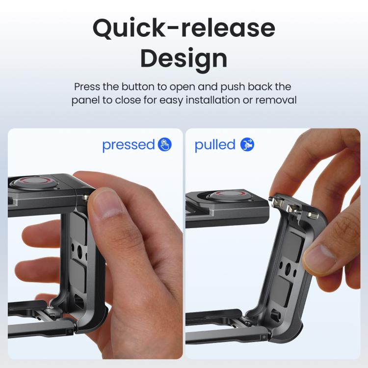 Para DJI OSMO Action 5 Pro /4/3, jaula metálica para cámara aMagisn 2.0 con marco protector de liberación rápida y tapa de lente de silicona., Action 5 Pro /4/3 Metal Cage
