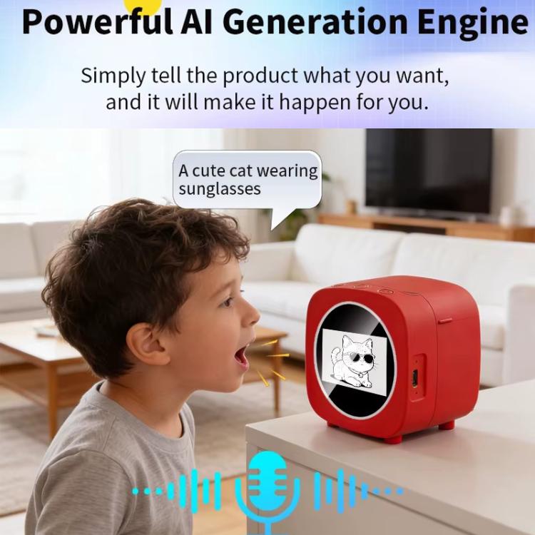 Impresora térmica con IA, generación de imágenes por voz, 6 modos creativos y pantalla HD de 2,4 pulgadas para niños.