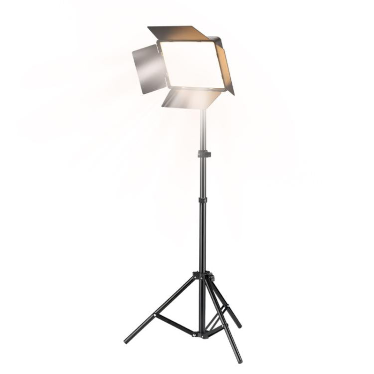 Panel LED cuadrado plano de 10 pulgadas, 2700K-6500K, con aletas de 4 hojas y trípode de 2,1 m para estudio de fotografía/vídeo., US Plug