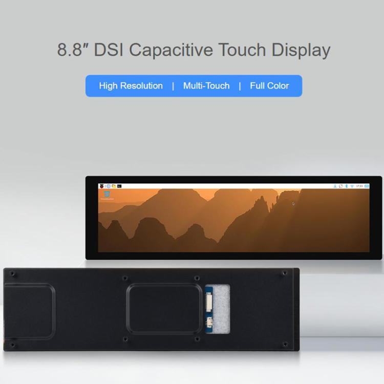 Pantalla táctil capacitiva DSI de 8,8 pulgadas, panel IPS, multitáctil de 10 puntos, compatible con ajuste de retroiluminación mediante software., Waveshare 33641