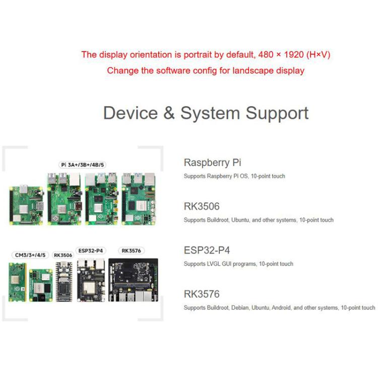Pantalla táctil capacitiva DSI de 8,8 pulgadas, panel IPS, multitáctil de 10 puntos, compatible con ajuste de retroiluminación mediante software., Waveshare 33641