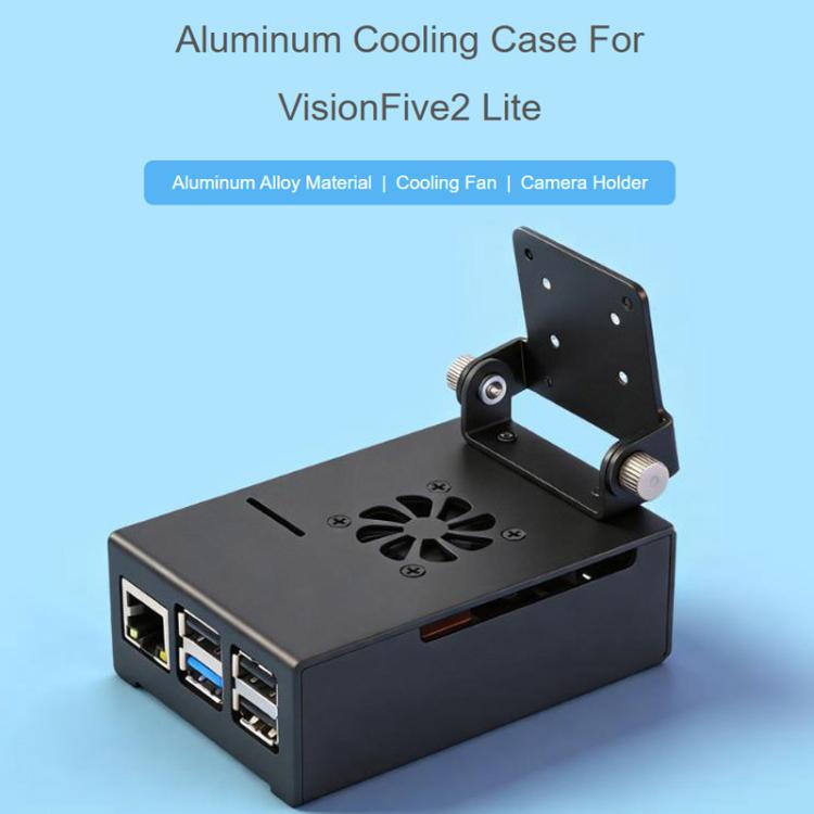 Para la carcasa de refrigeración de aleación de aluminio VisionFive2 Lite con ventilador y soporte para cámara, Waveshare 33490