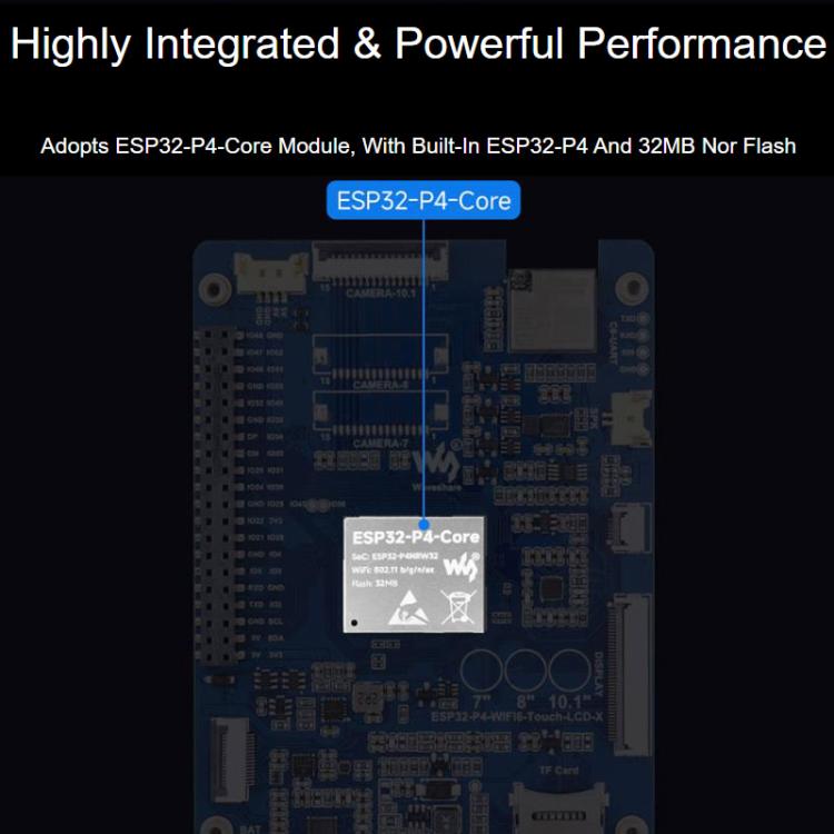 Waveshare ESP32-P4-WIFI6 HMI Placa de desarrollo de pantalla táctil todo en uno con 10 puntos de contacto, 7 inch, 8 inch, 10.1 inch