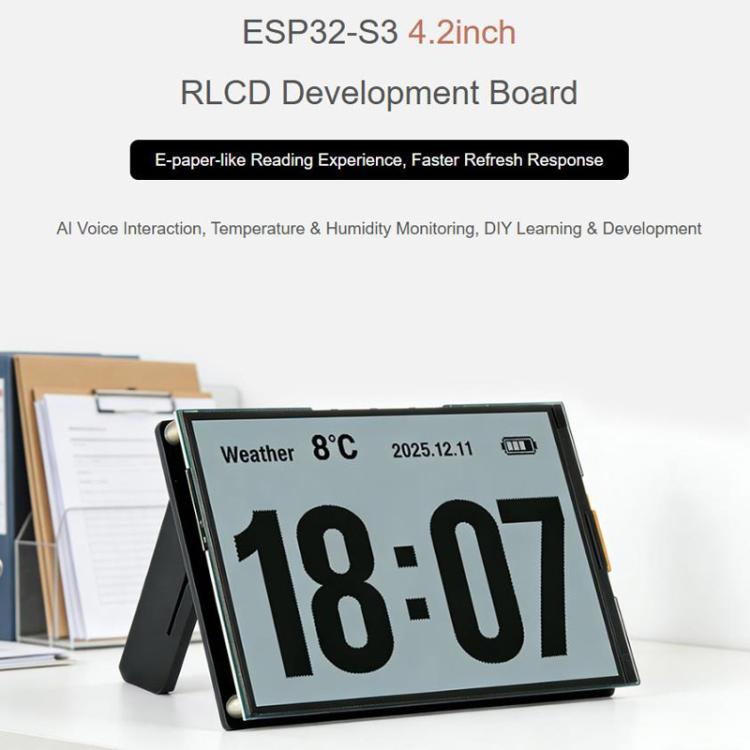 La placa de desarrollo ESP32-S3 con pantalla RLCD totalmente reflectante de 4,2 pulgadas admite comunicación Wi-Fi y BLE de modo dual (sin batería)., 33507