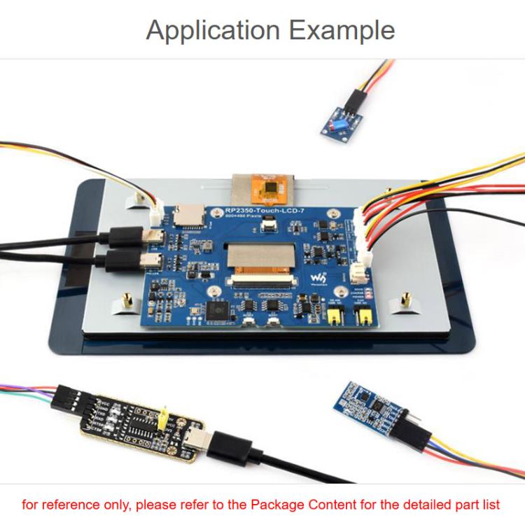 Placa de desarrollo LCD Waveshare RP2350 de 7 pulgadas, resolución de 800 x 480, 65.000 colores, compatible con arquitectura de doble núcleo y doble arquitectura., No Touch Control, With Touch Control