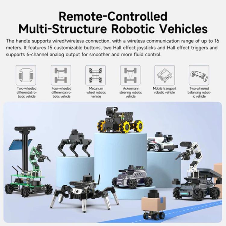 YAHBOOM Mando inalámbrico para robot ROS de tres modos para Jetson, Raspberry Pi, Switch y PC