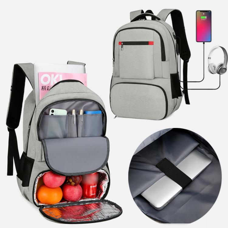 Mochila isotérmica 2 en 1 Vanaheimr con compartimento refrigerado y puerto USB, bolsa de picnic para portátil de 15,6 pulgadas con orificio para auriculares