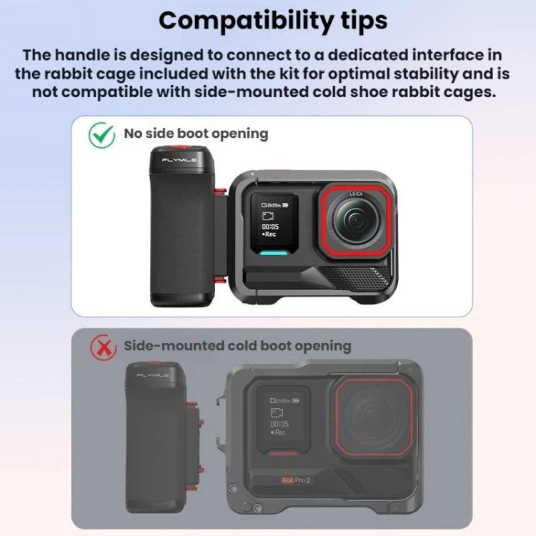 Base magnética de liberación rápida Flymile con mango Bluetooth para fotografía callejera, compatible con DJI Osmo Action 5 Pro / 6.
