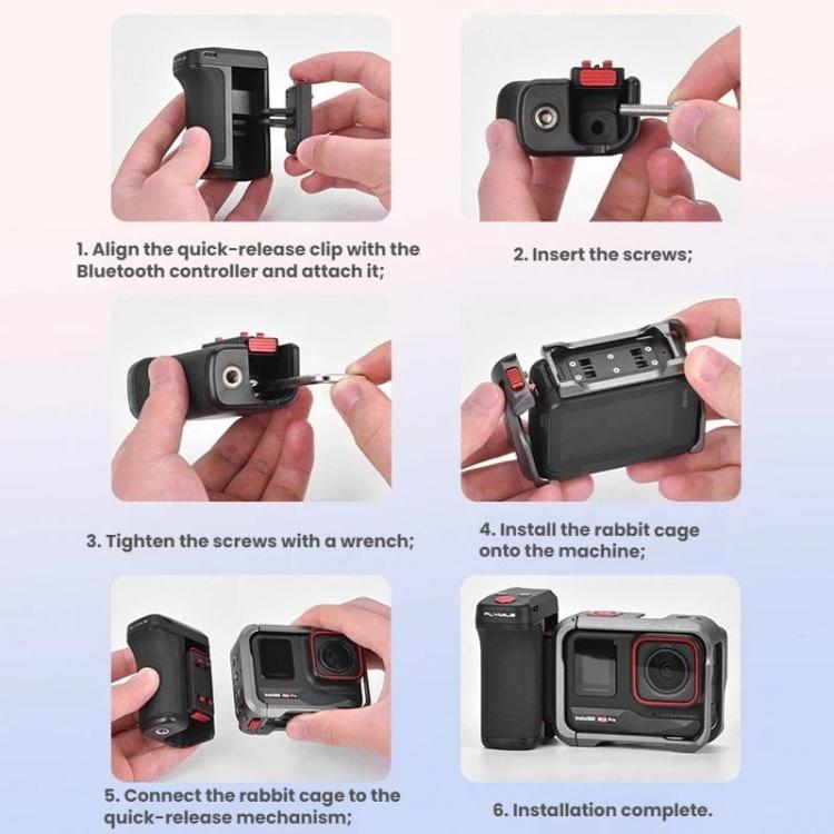 Base magnética de liberación rápida Flymile con mango Bluetooth para fotografía callejera, compatible con DJI Osmo Action 5 Pro / 6.