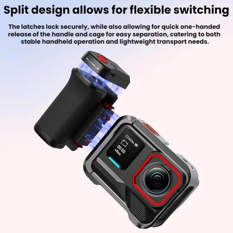 Base magnética de liberación rápida Flymile con mango Bluetooth para fotografía callejera, compatible con DJI Osmo Action 5 Pro / 6.