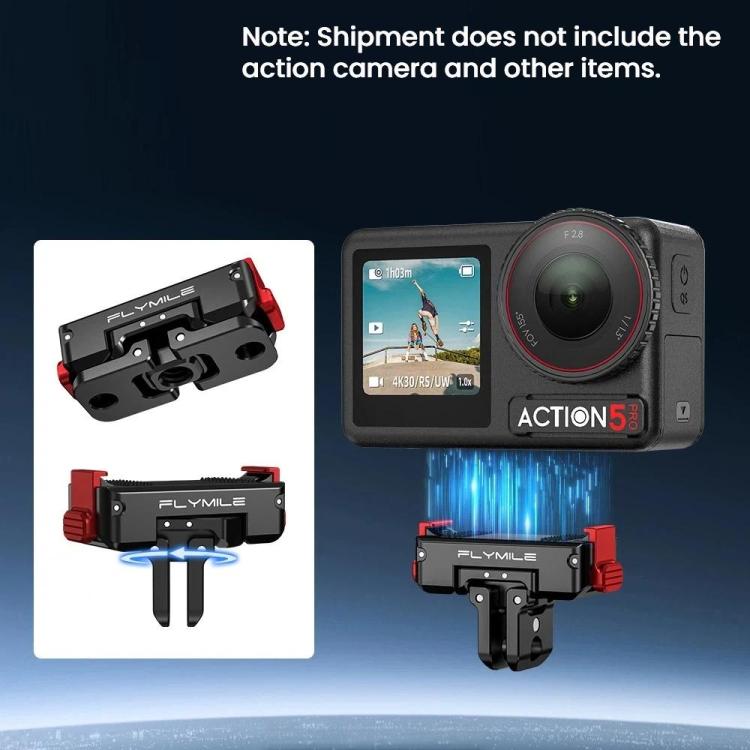 Base adaptadora magnética de liberación rápida Flymile para DJI Osmo 360 / Action 3 / 4 / 5 Pro, Aluminum Alloy